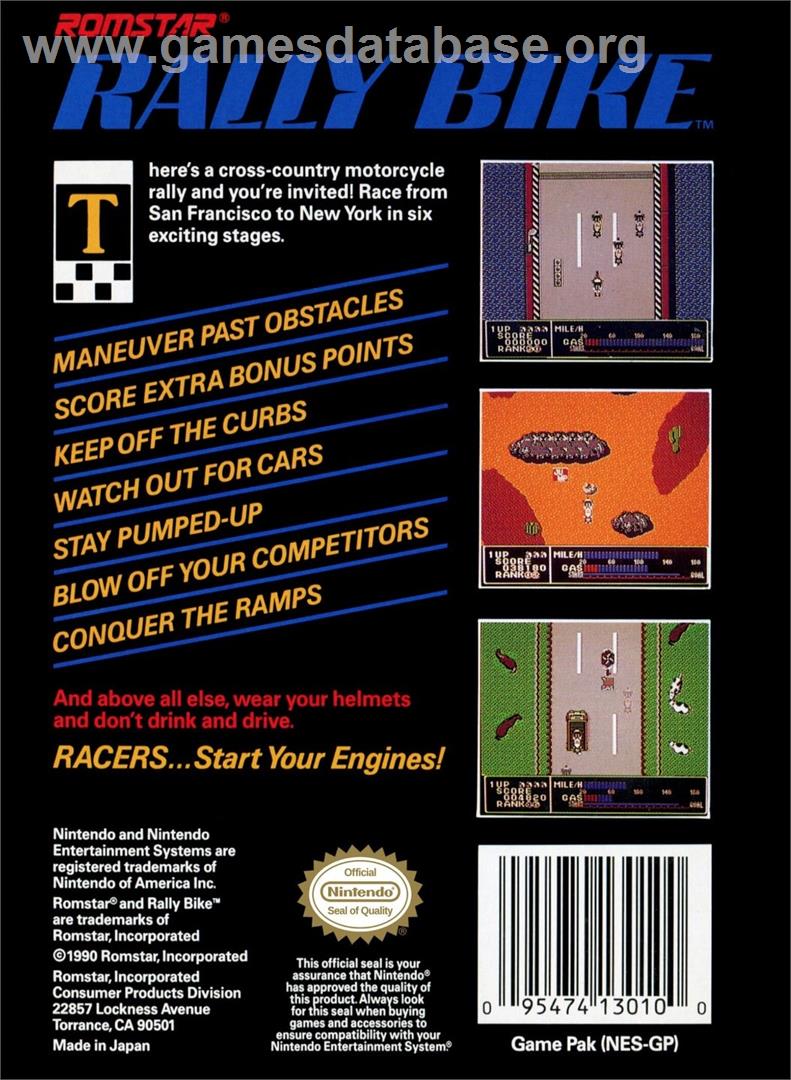 Rally Bike - Nintendo NES - Artwork - Box Back