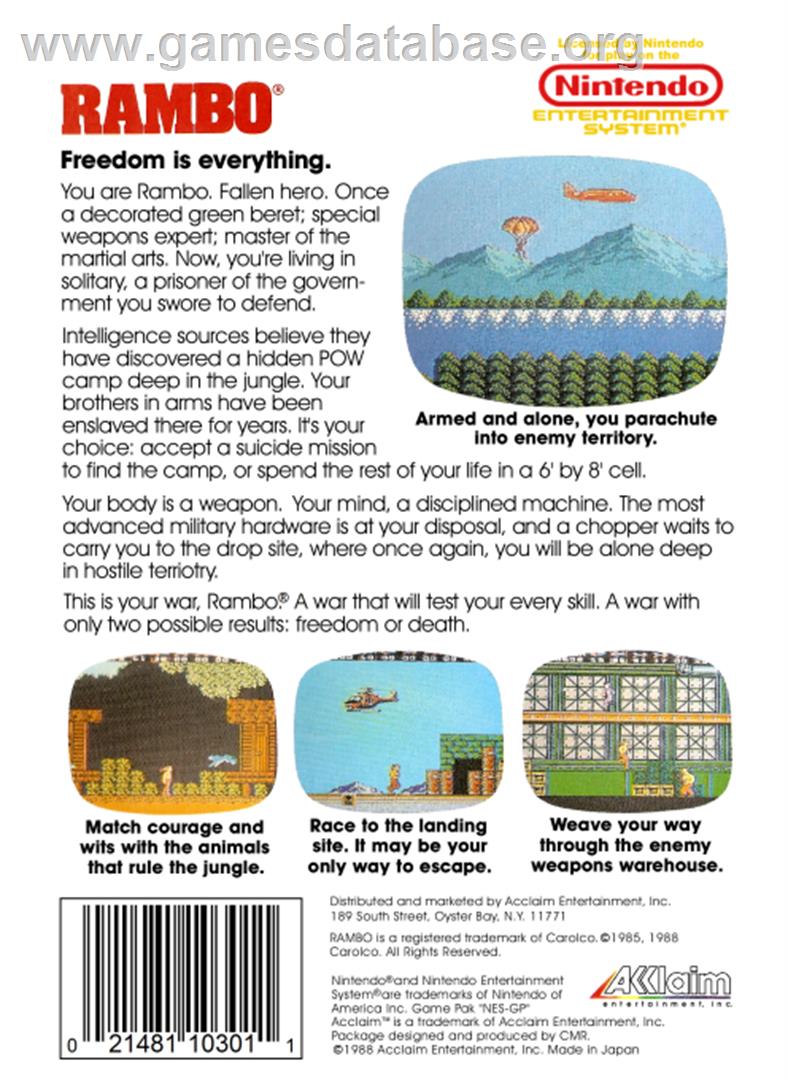 Rambo - Nintendo NES - Artwork - Box Back