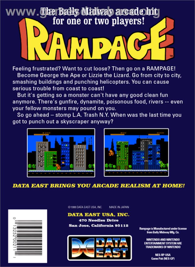 Rampage - Nintendo NES - Artwork - Box Back