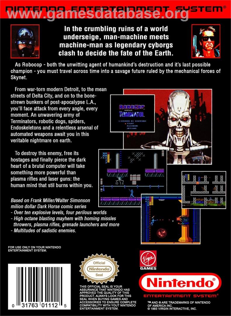 Robocop Versus The Terminator - Nintendo NES - Artwork - Box Back