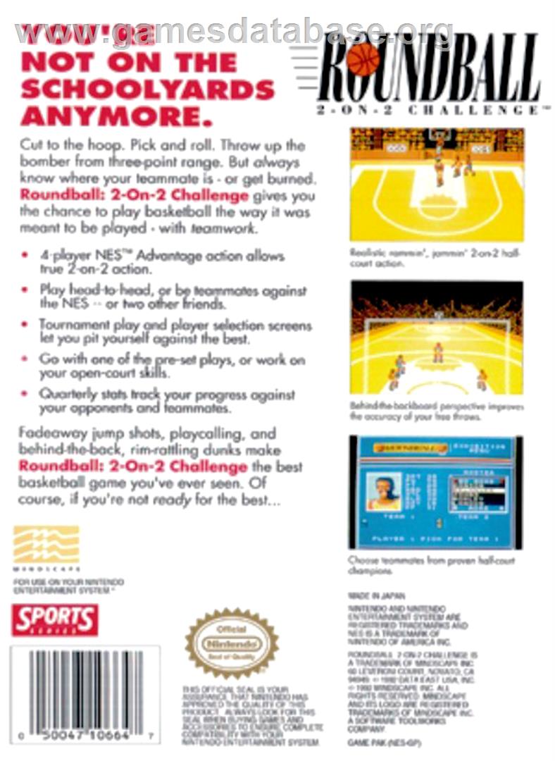 Roundball: 2-On-2 Challenge - Nintendo NES - Artwork - Box Back