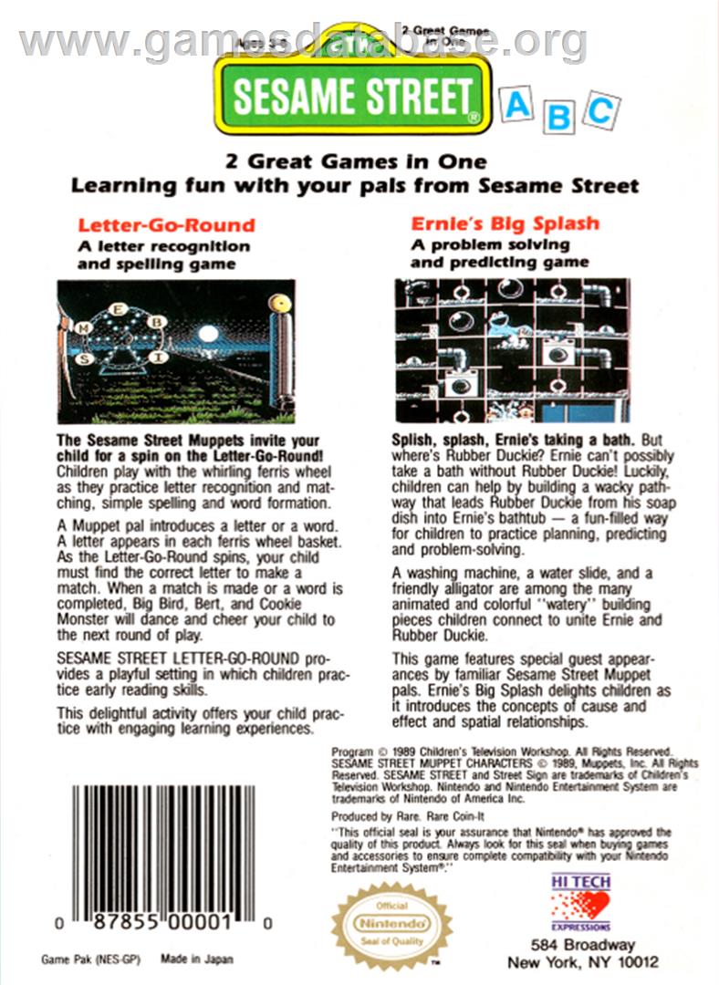 Sesame Street A B C - Nintendo NES - Artwork - Box Back