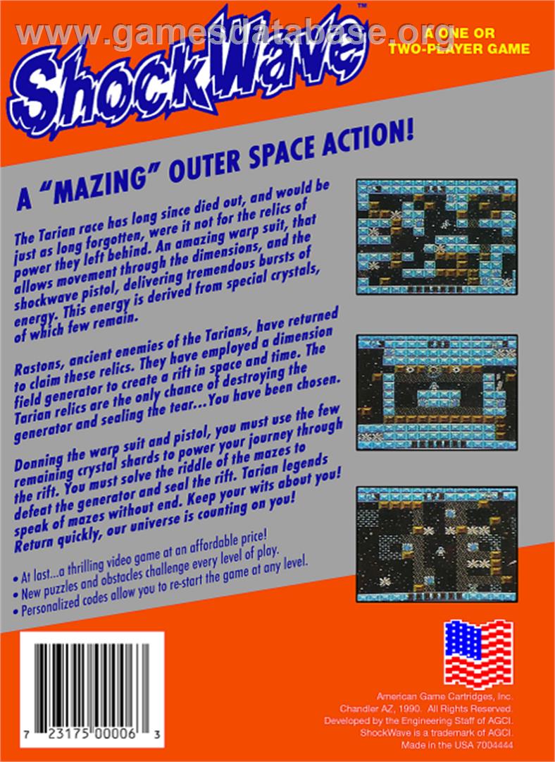 Shock Wave - Nintendo NES - Artwork - Box Back