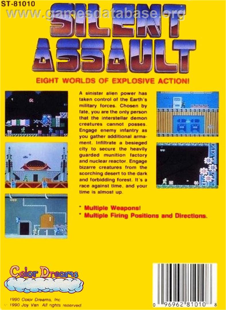 Silent Assault - Nintendo NES - Artwork - Box Back