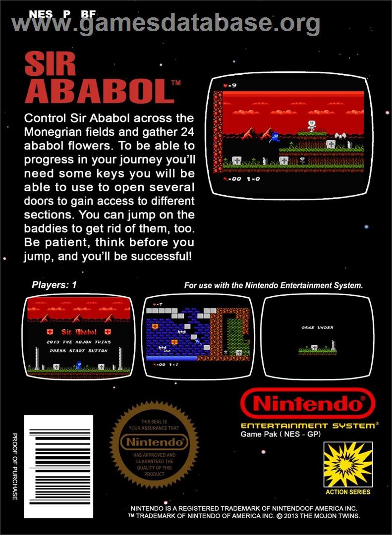 Sir Ababol - Nintendo NES - Artwork - Box Back