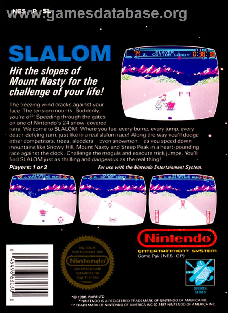 Slalom - Nintendo NES - Artwork - Box Back