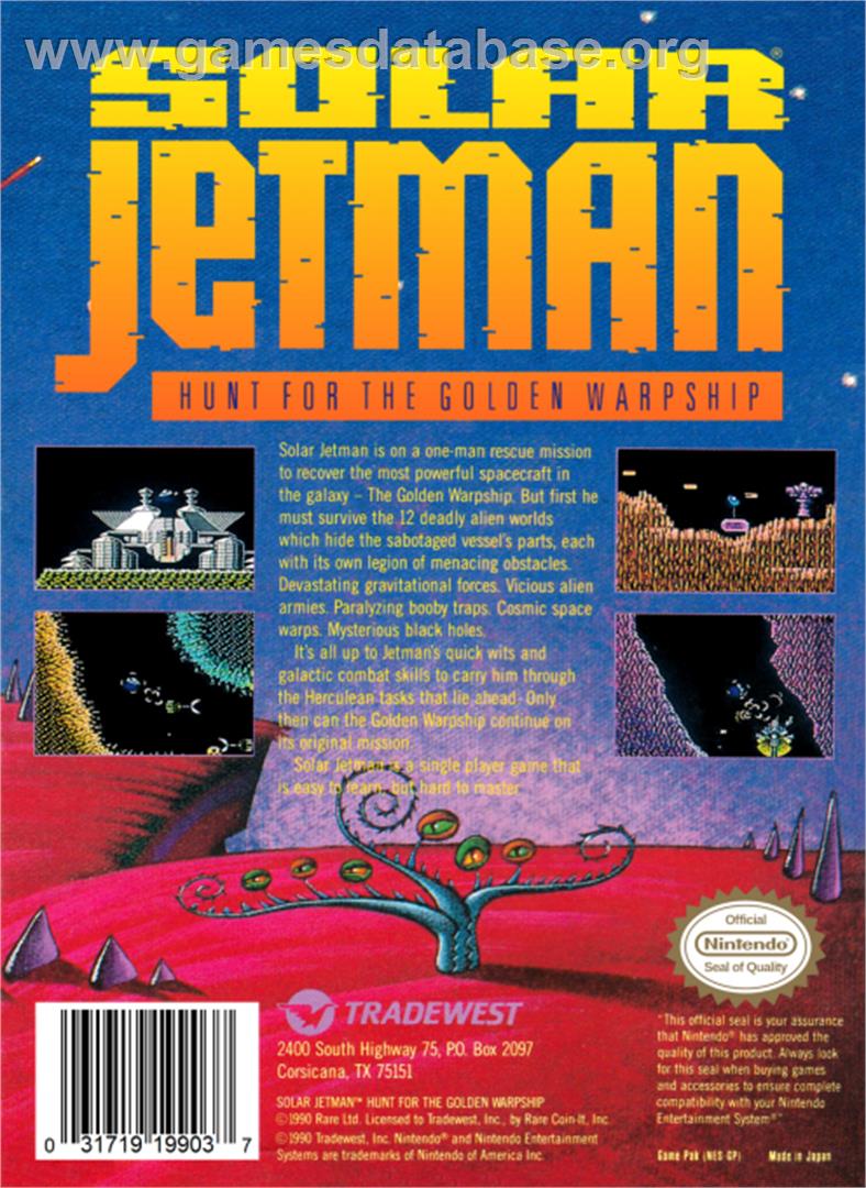 Solar Jetman: Hunt for the Golden Warpship - Nintendo NES - Artwork - Box Back