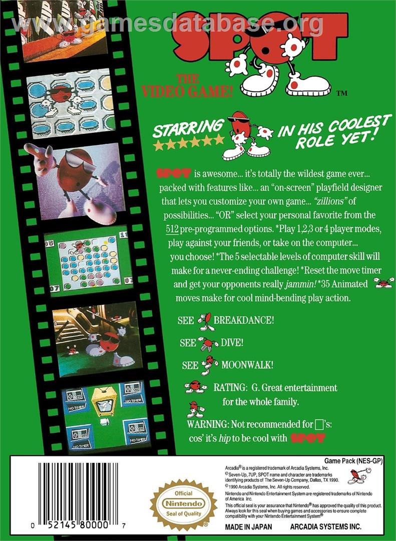 Spot - The Video Game - Nintendo NES - Artwork - Box Back