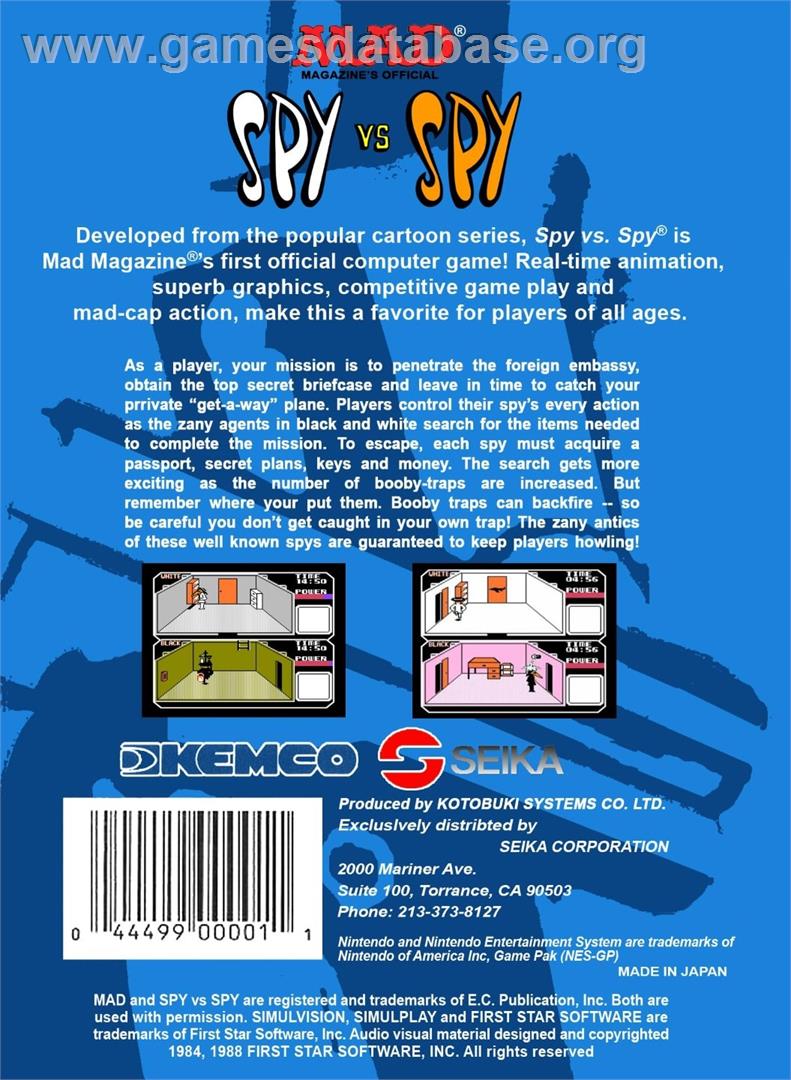 Spy Vs Spy - Nintendo NES - Artwork - Box Back