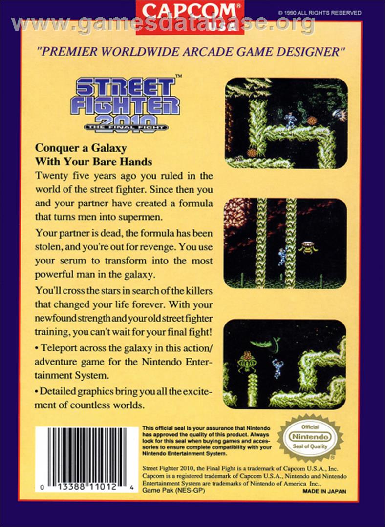 Street Fighter 2010: The Final Fight - Nintendo NES - Artwork - Box Back