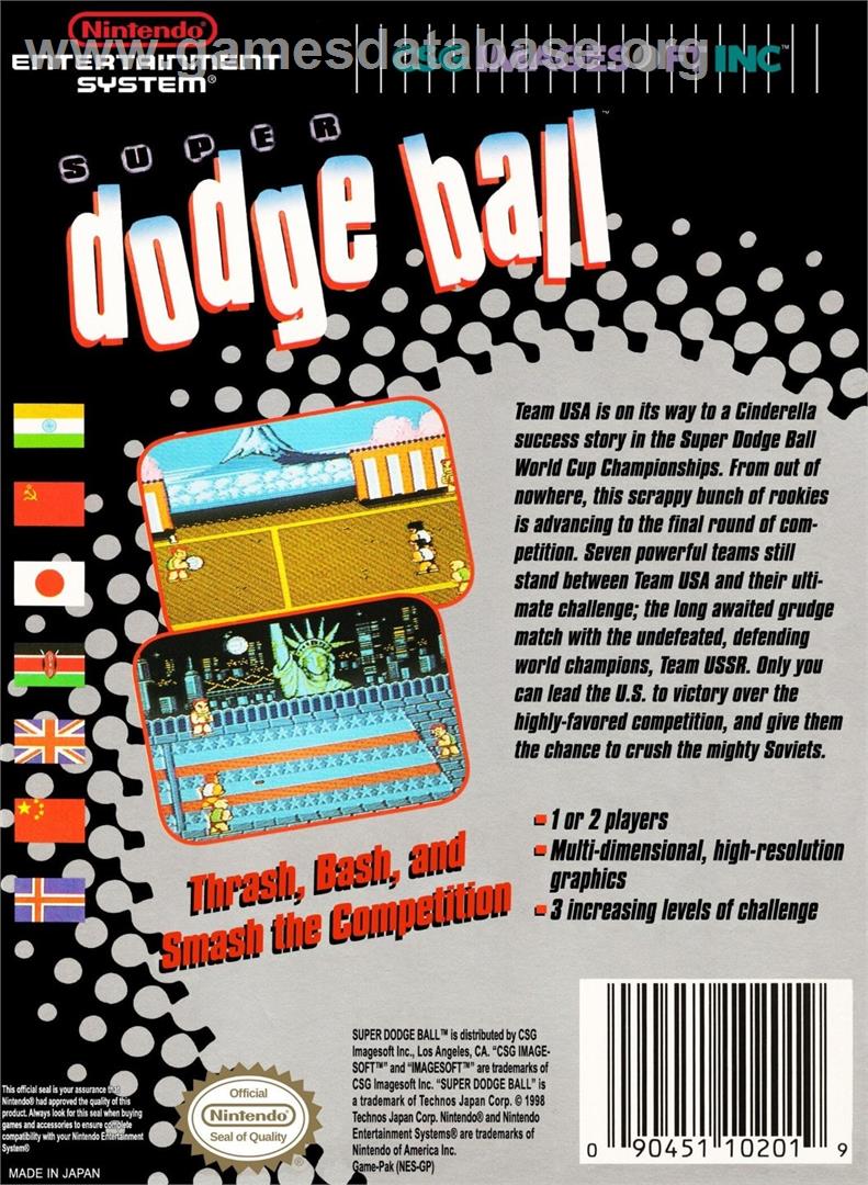 Super Dodge Ball - Nintendo NES - Artwork - Box Back