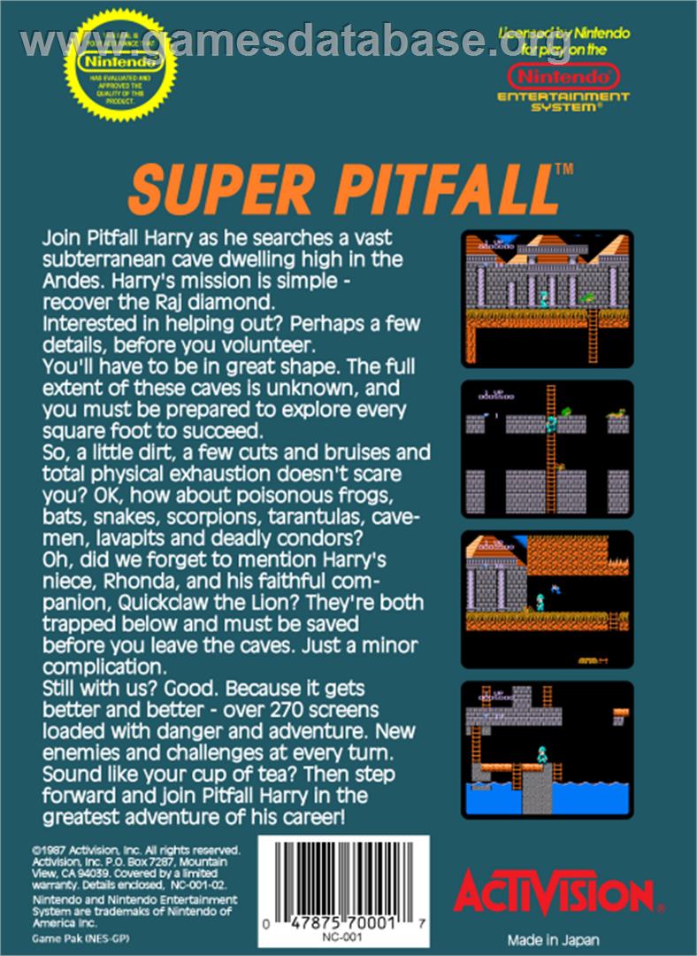 Super Pitfall - Nintendo NES - Artwork - Box Back