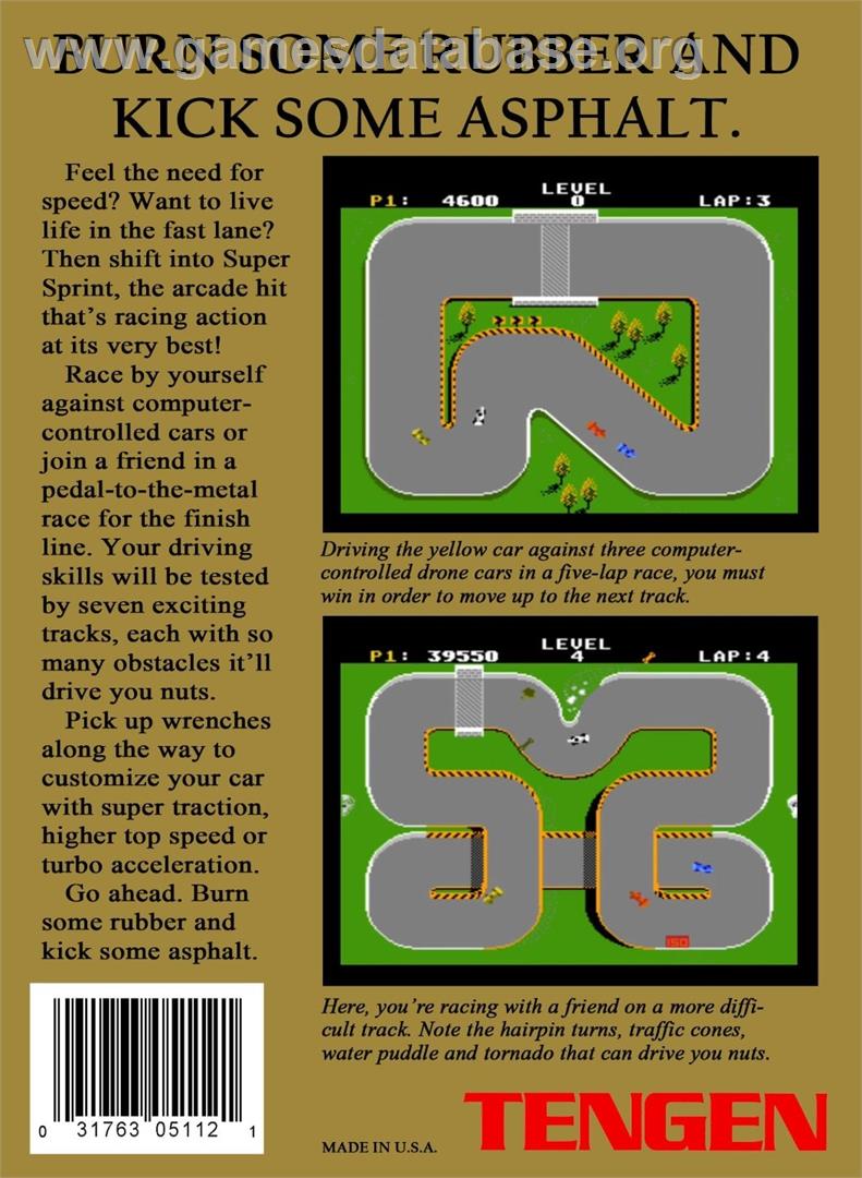 Super Sprint - Nintendo NES - Artwork - Box Back