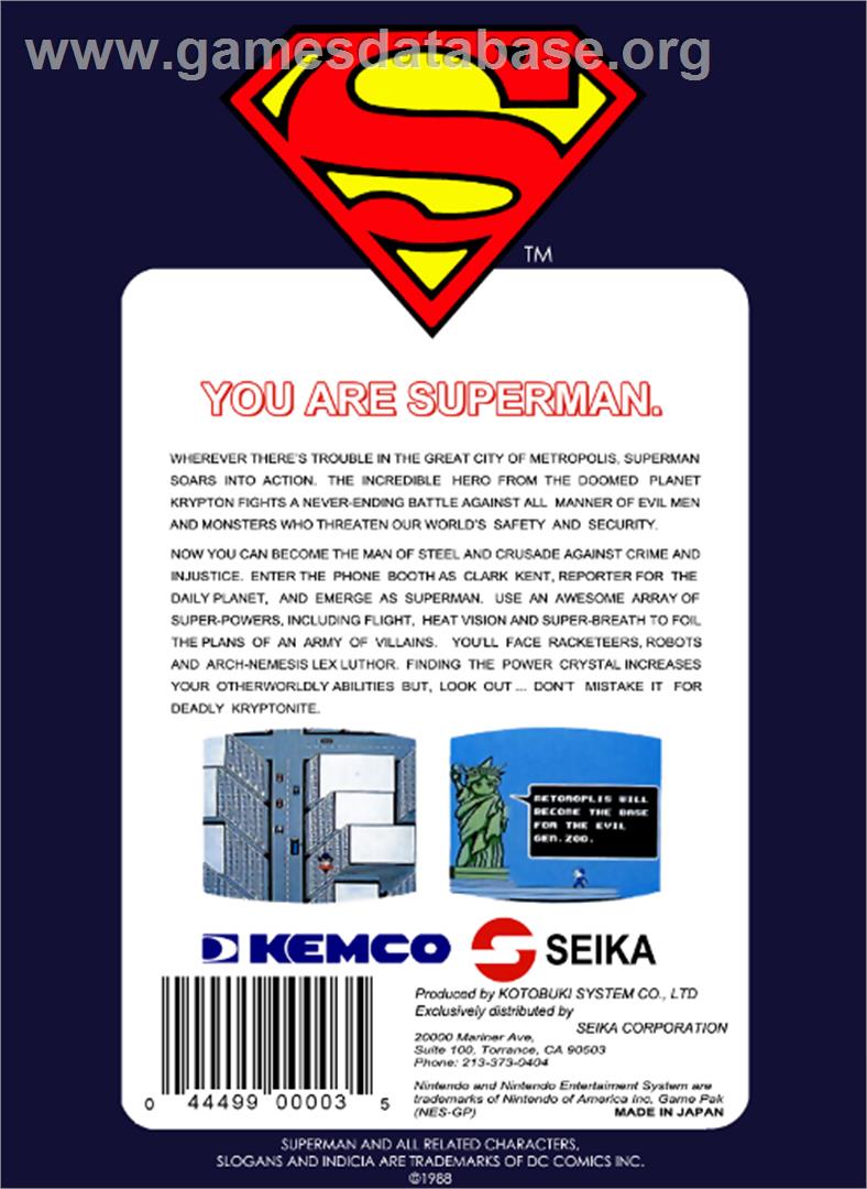 Superman - Nintendo NES - Artwork - Box Back