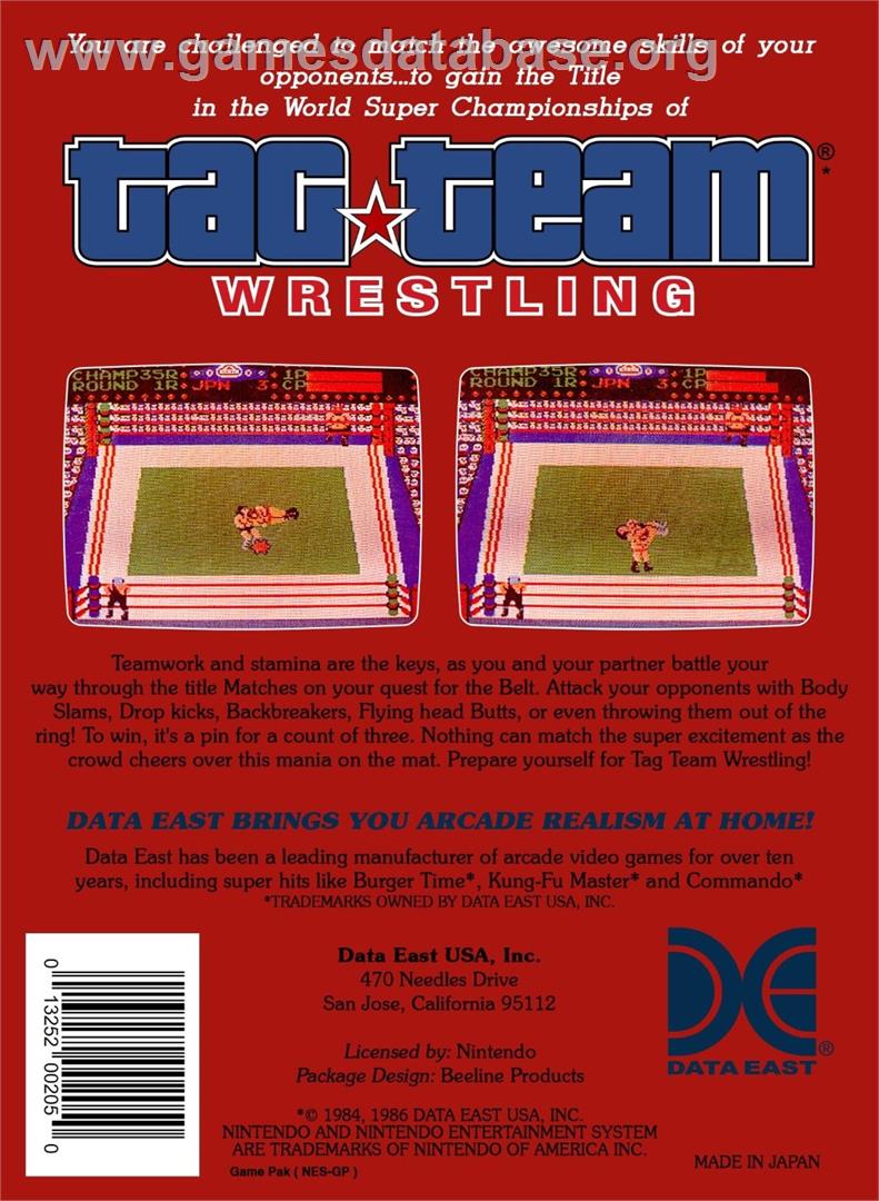Tag Team Wrestling - Nintendo NES - Artwork - Box Back