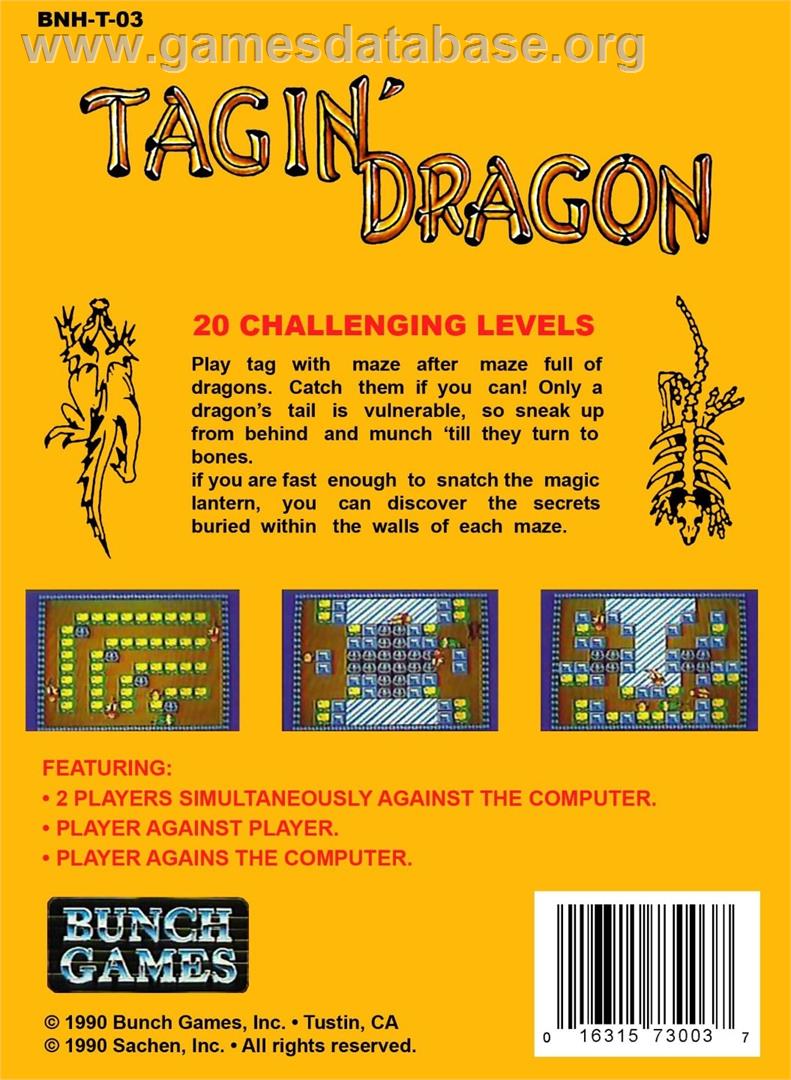 Tagin' Dragon - Nintendo NES - Artwork - Box Back