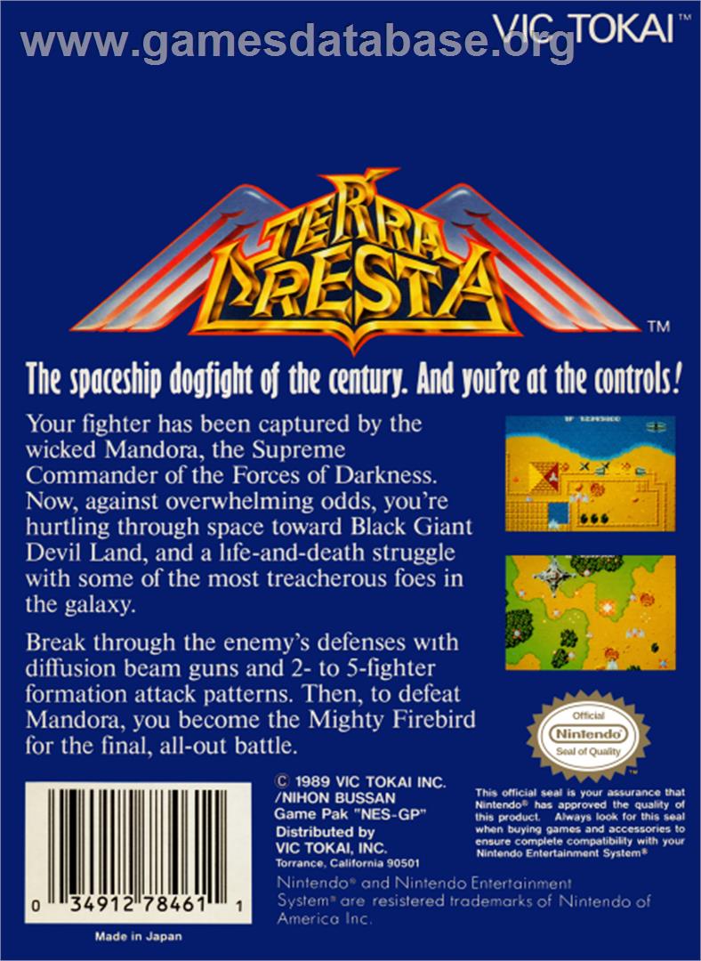 Terra Cresta - Nintendo NES - Artwork - Box Back