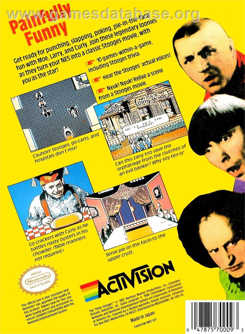 Three Stooges, The - Nintendo NES - Artwork - Box Back