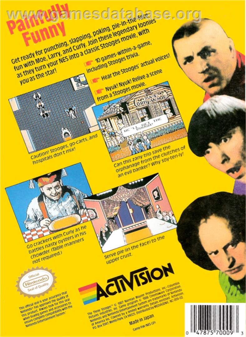 Three Stooges - Nintendo NES - Artwork - Box Back