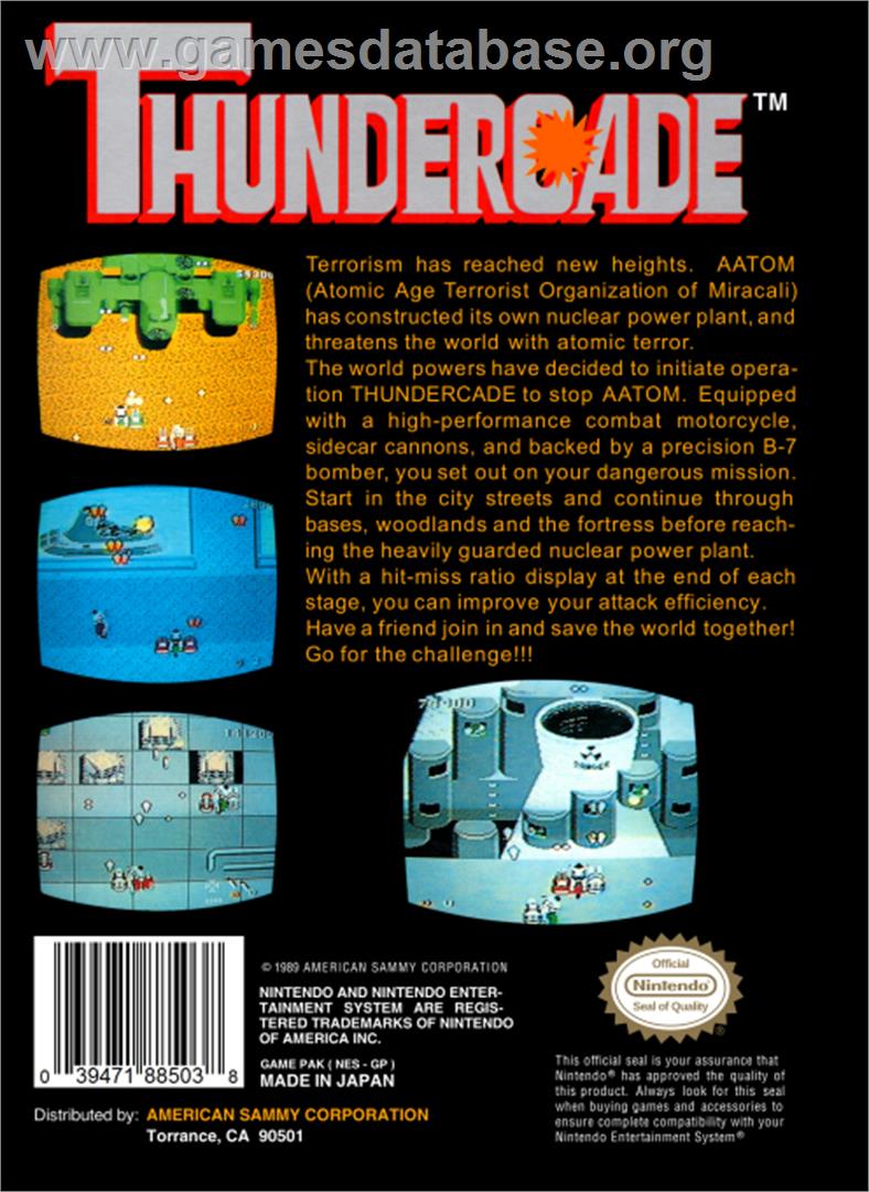 Thundercade / Twin Formation - Nintendo NES - Artwork - Box Back