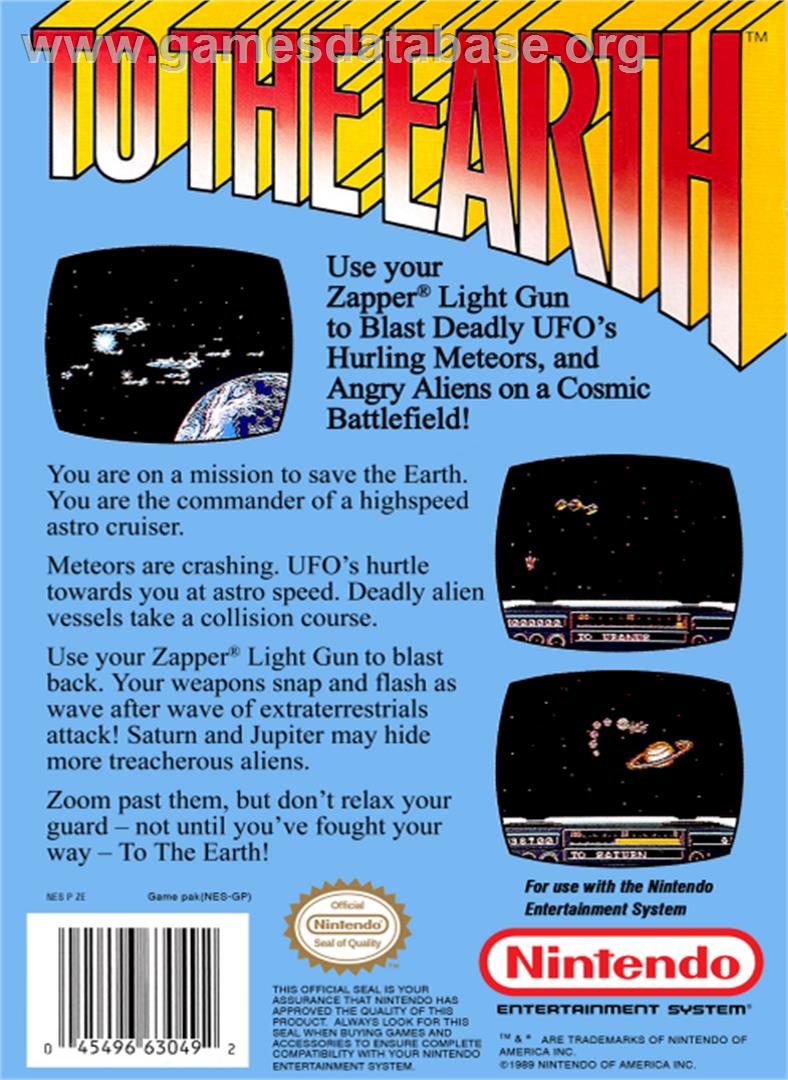 To the Earth - Nintendo NES - Artwork - Box Back