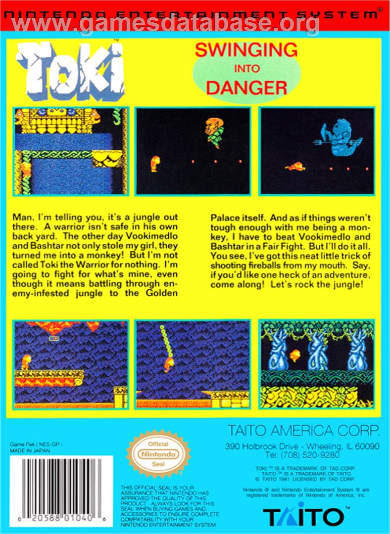 Toki: Going Ape Spit - Nintendo NES - Artwork - Box Back