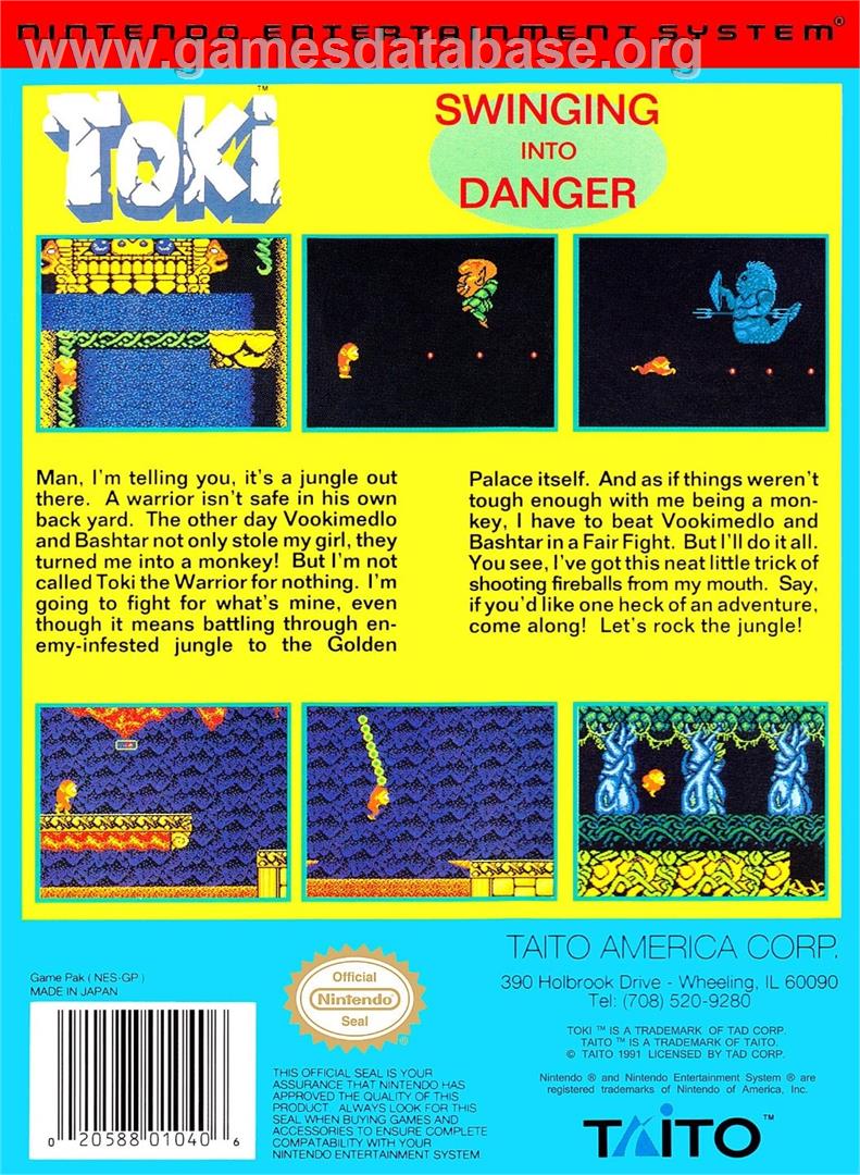 Toki - Nintendo NES - Artwork - Box Back