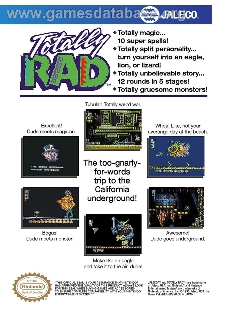 Totally Rad - Nintendo NES - Artwork - Box Back