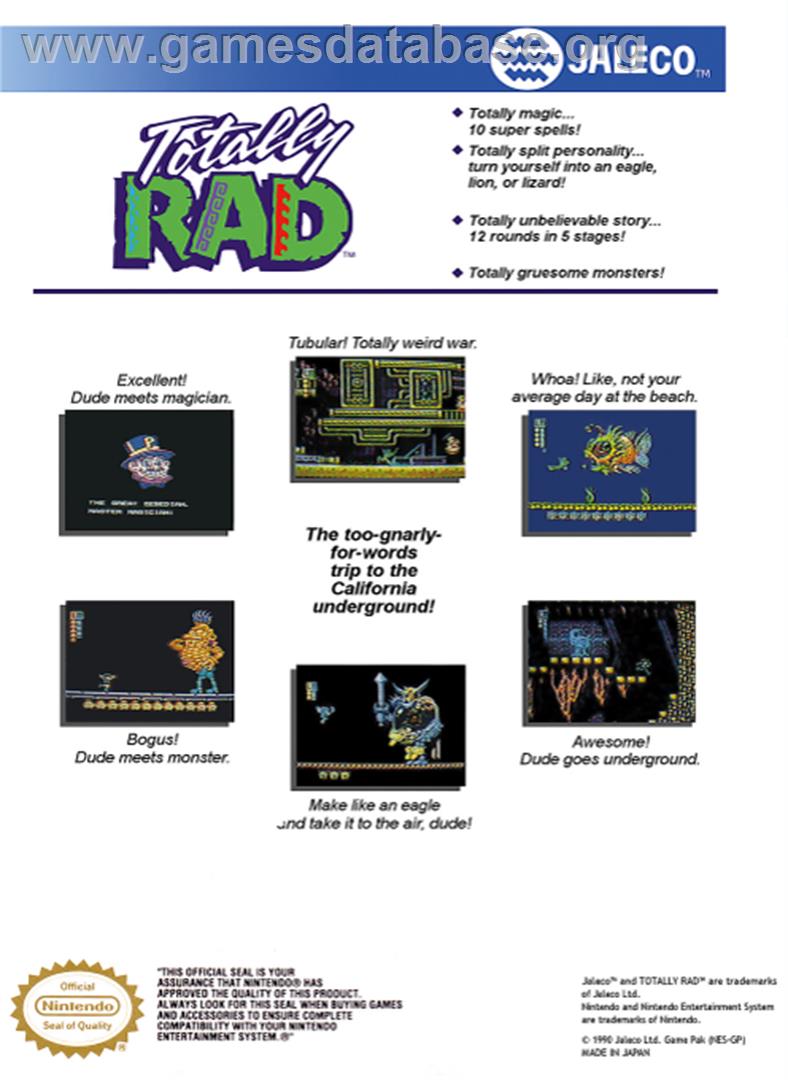 Totally Rad - Nintendo NES - Artwork - Box Back