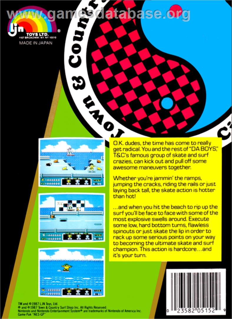 Town & Country Surf Designs: Wood & Water Rage - Nintendo NES - Artwork - Box Back