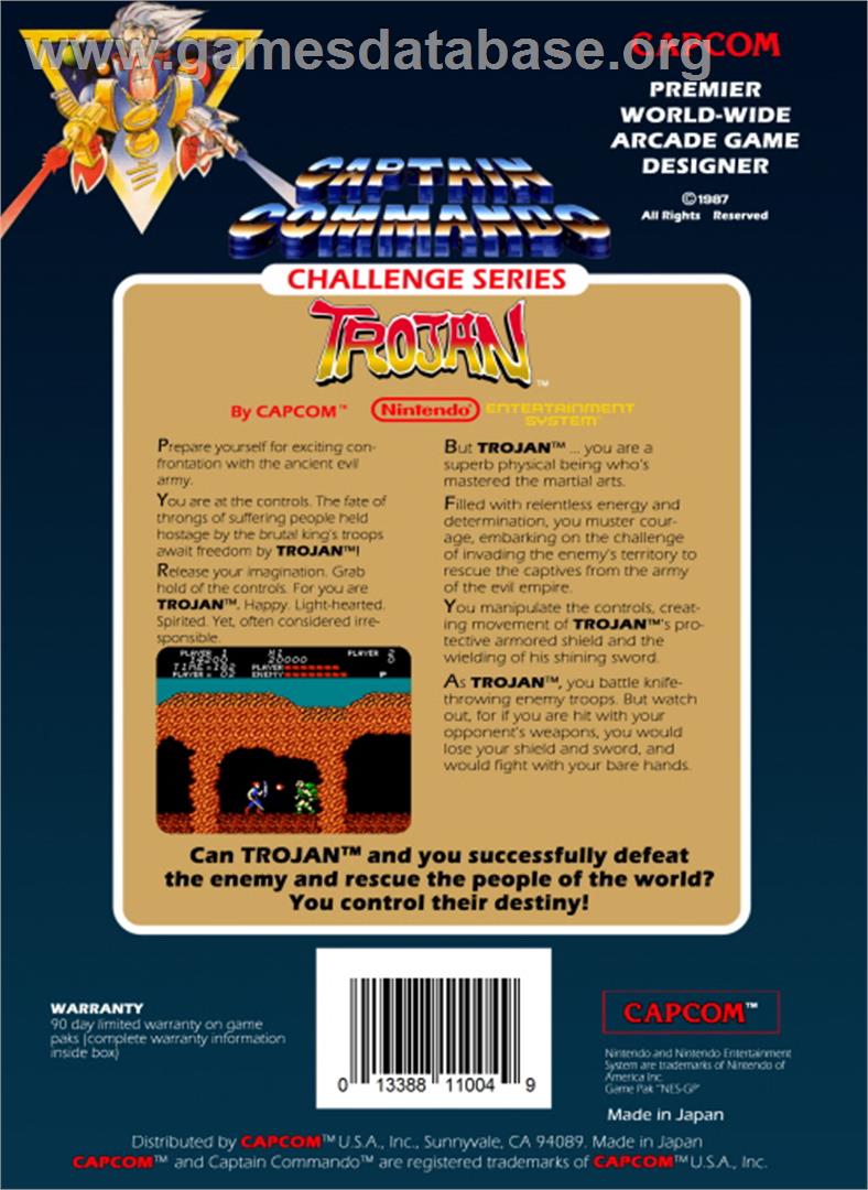 Trojan - Nintendo NES - Artwork - Box Back