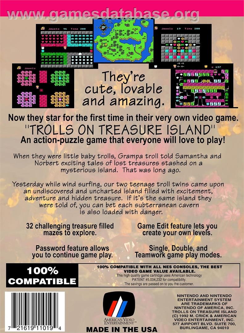 Trolls On Treasure Island - Nintendo NES - Artwork - Box Back