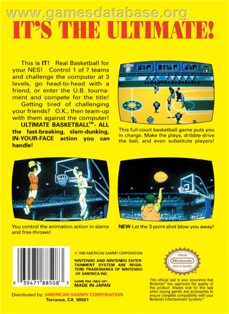 Ultimate Basketball - Nintendo NES - Artwork - Box Back