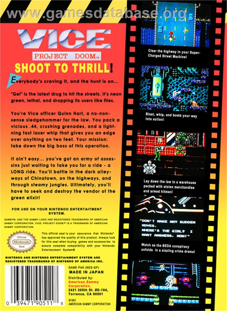 Vice: Project Doom - Nintendo NES - Artwork - Box Back