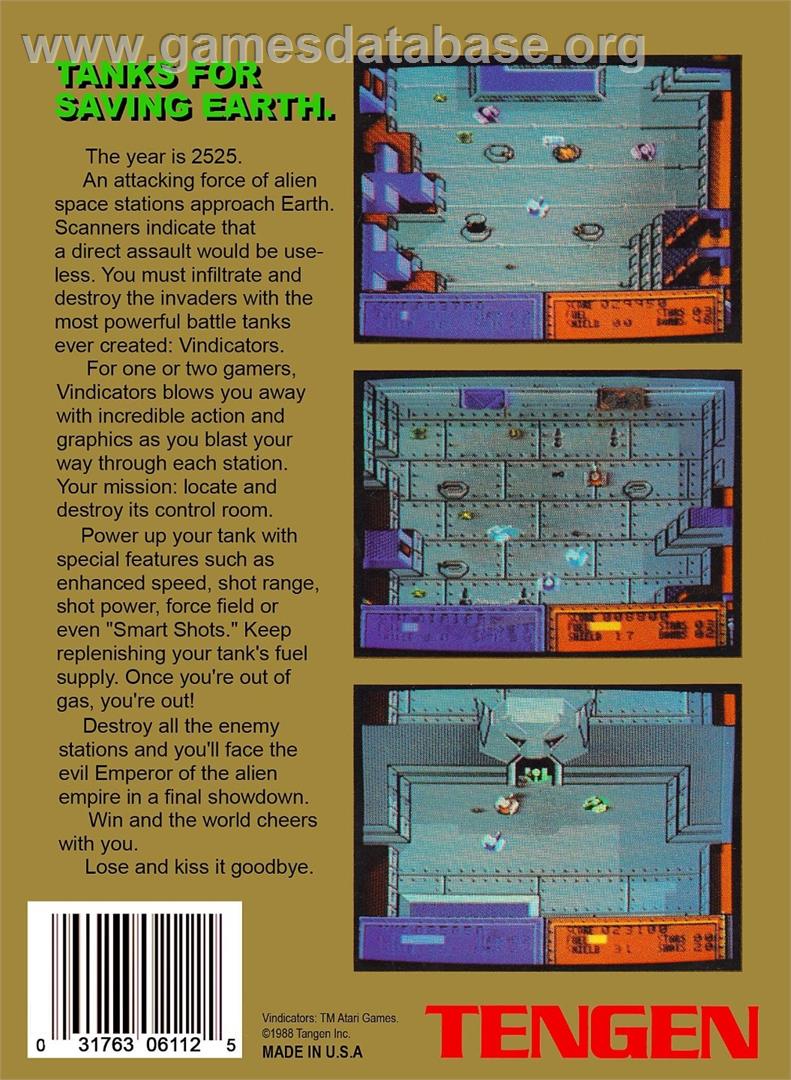 Vindicators - Nintendo NES - Artwork - Box Back