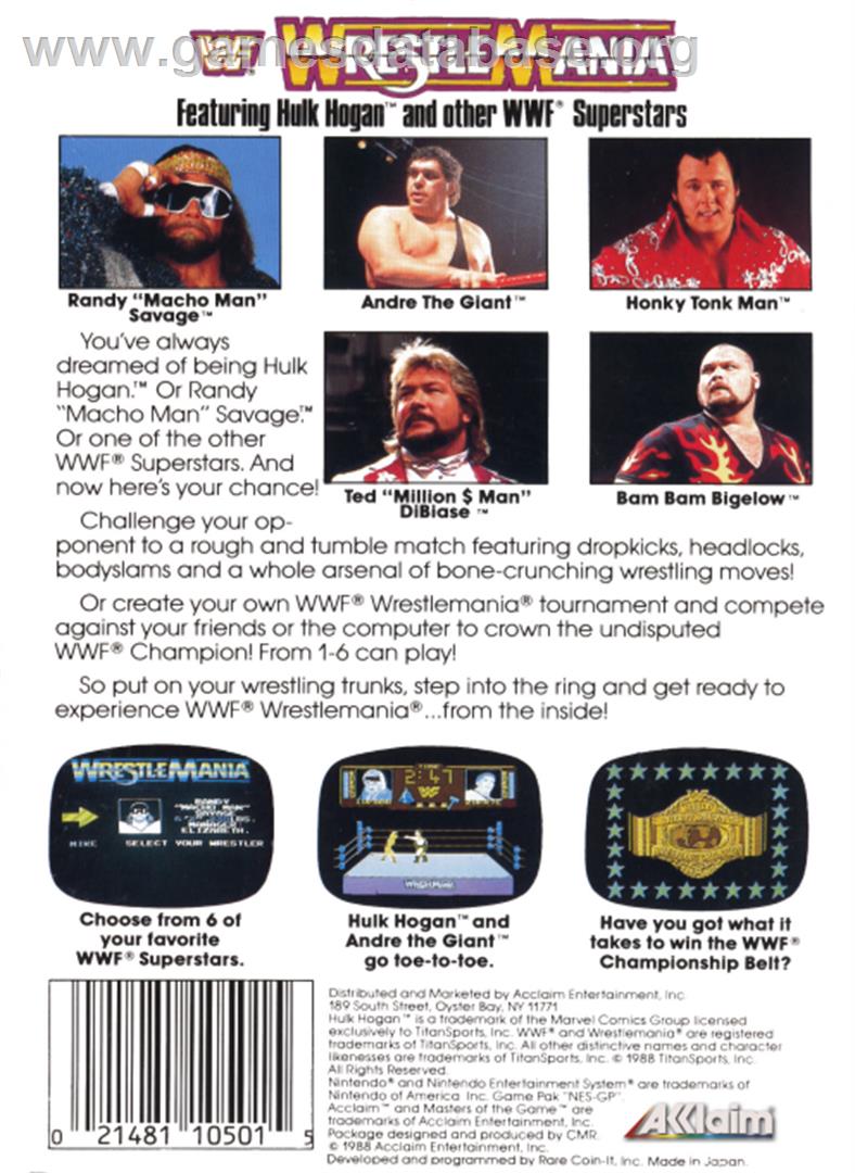 WWF Wrestlemania: Steel Cage Challenge - Nintendo NES - Artwork - Box Back