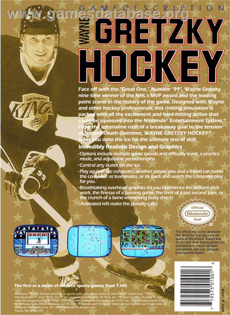 Wayne Gretzky Hockey - Nintendo NES - Artwork - Box Back