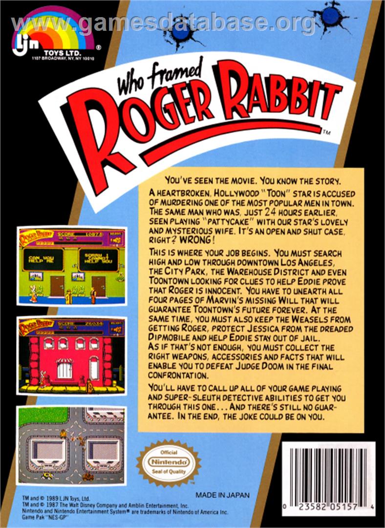 Who Framed Roger Rabbit? - Nintendo NES - Artwork - Box Back