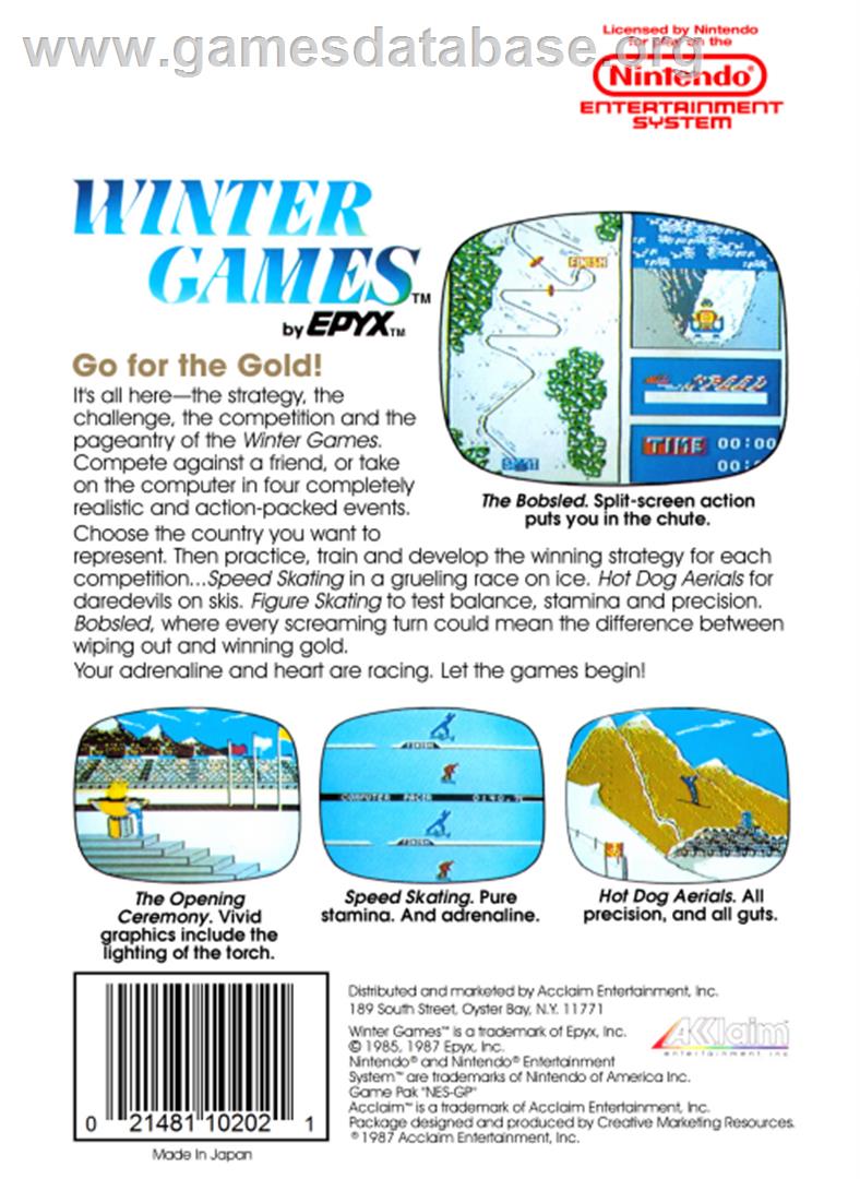 Winter Games - Nintendo NES - Artwork - Box Back