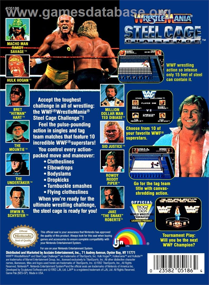 Wwf Wrestlemania - Steel Cage Challenge - Nintendo NES - Artwork - Box Back