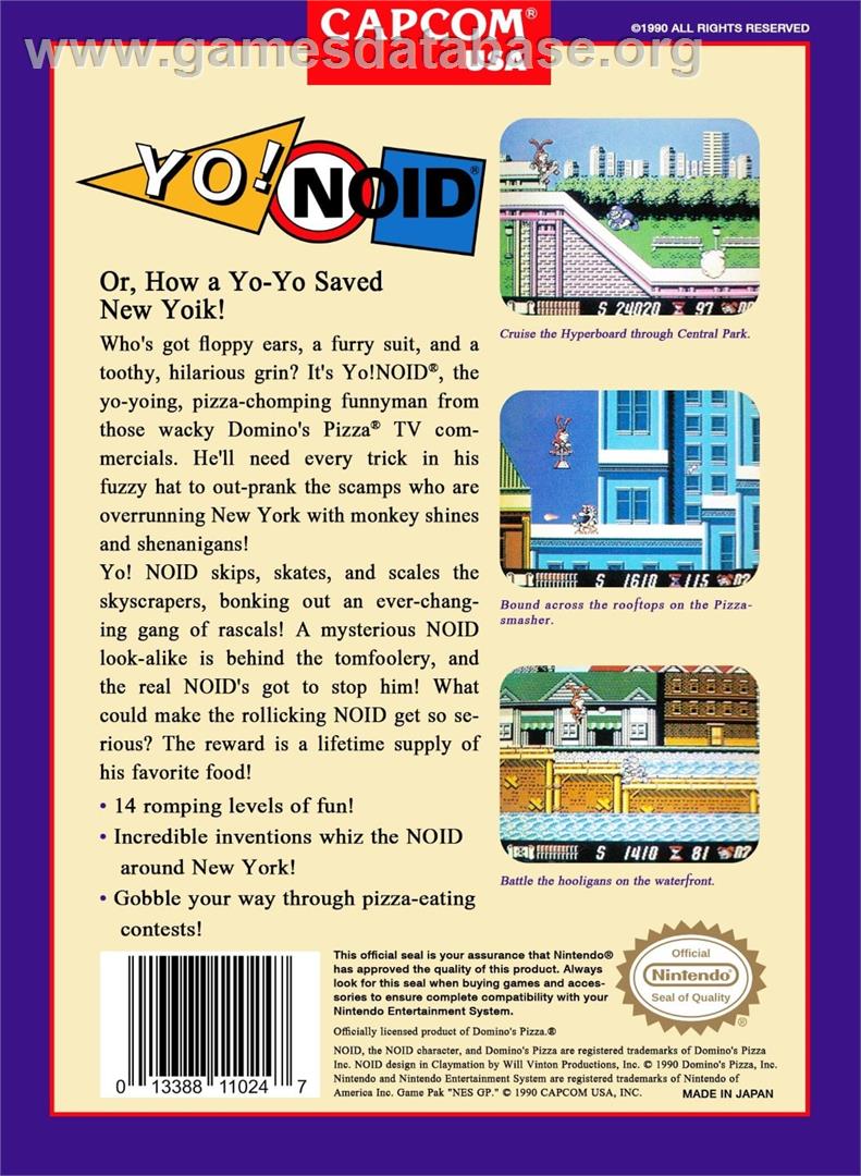 Yo! Noid - Nintendo NES - Artwork - Box Back
