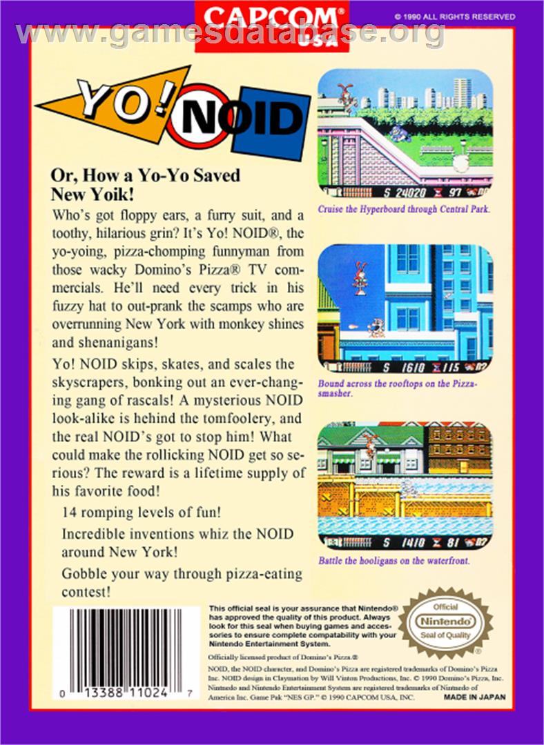 Yo! Noid - Nintendo NES - Artwork - Box Back