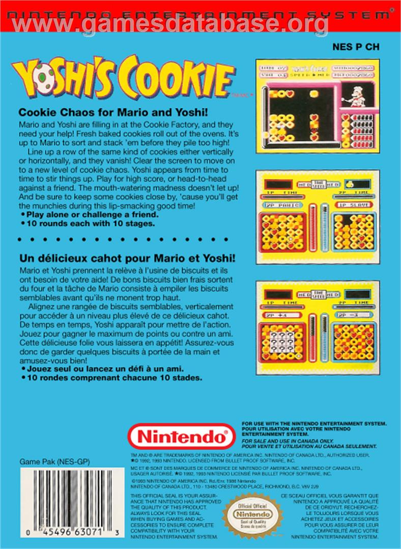 Yoshi's Cookie - Nintendo NES - Artwork - Box Back