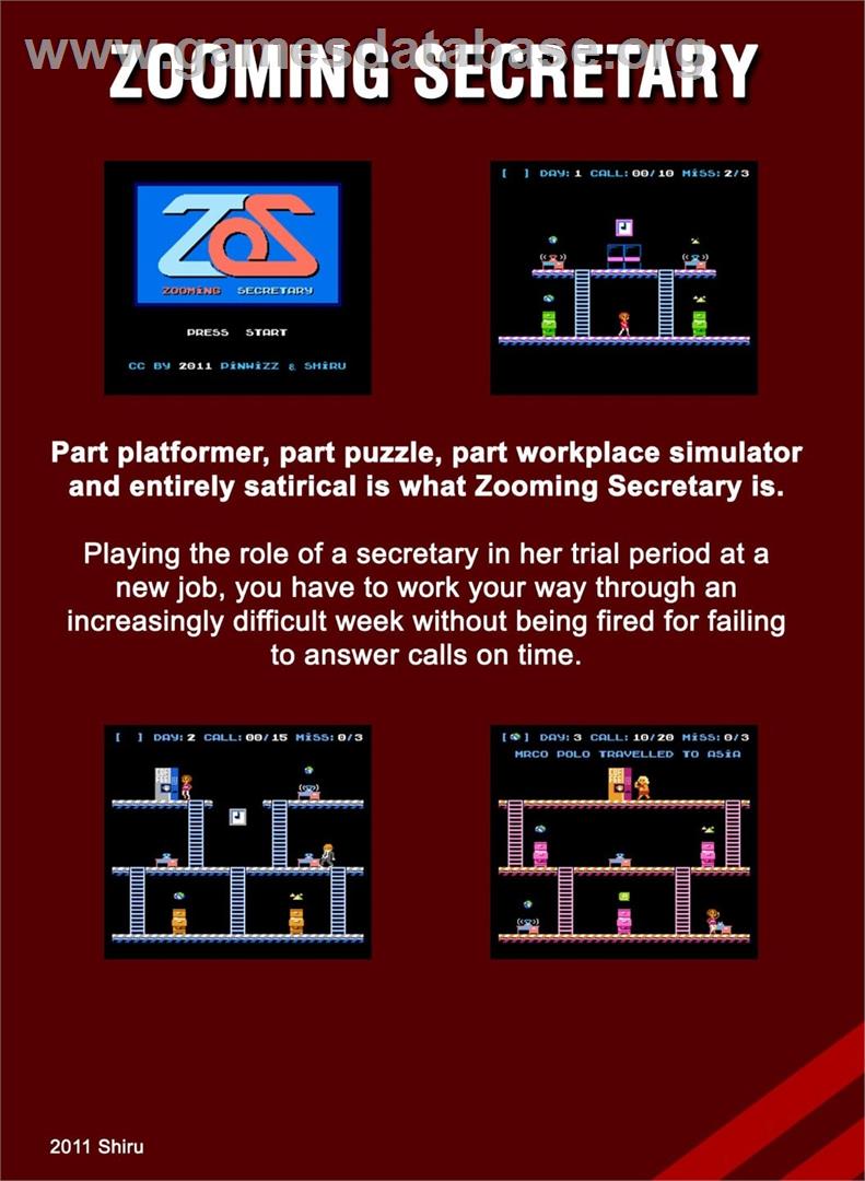 Zooming Secretary - Nintendo NES - Artwork - Box Back
