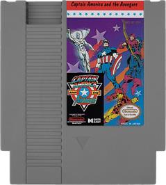 Cartridge artwork for Captain America and The Avengers on the Nintendo NES.