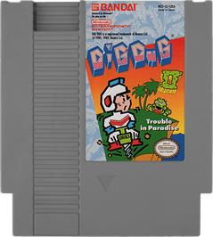 Cartridge artwork for Dig Dug II on the Nintendo NES.