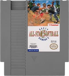Cartridge artwork for Dusty Diamond's All-Star Softball on the Nintendo NES.