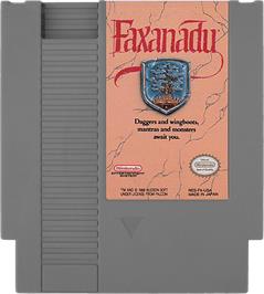 Cartridge artwork for Faxanadu on the Nintendo NES.