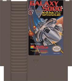 Cartridge artwork for Galaxy 5000: Racing in the 51st Century on the Nintendo NES.