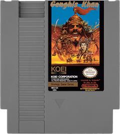 Cartridge artwork for Genghis Khan on the Nintendo NES.